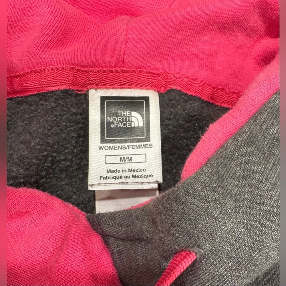 THE NORTH FACE—M, Hooded Sweatshirt, Gray, Hot Pink w/ White/Hot Pink Logo - Picture 3 of 4